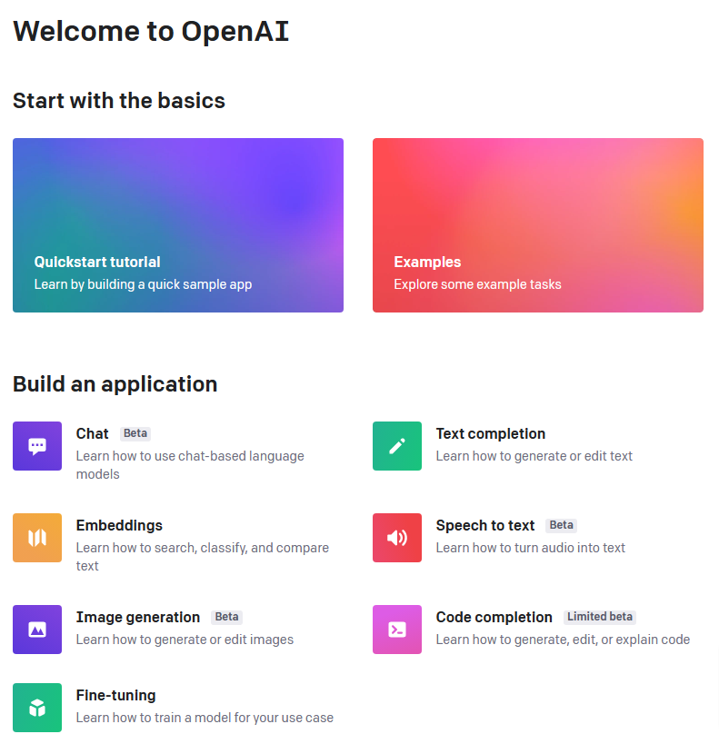 图1 OpenAI API首页